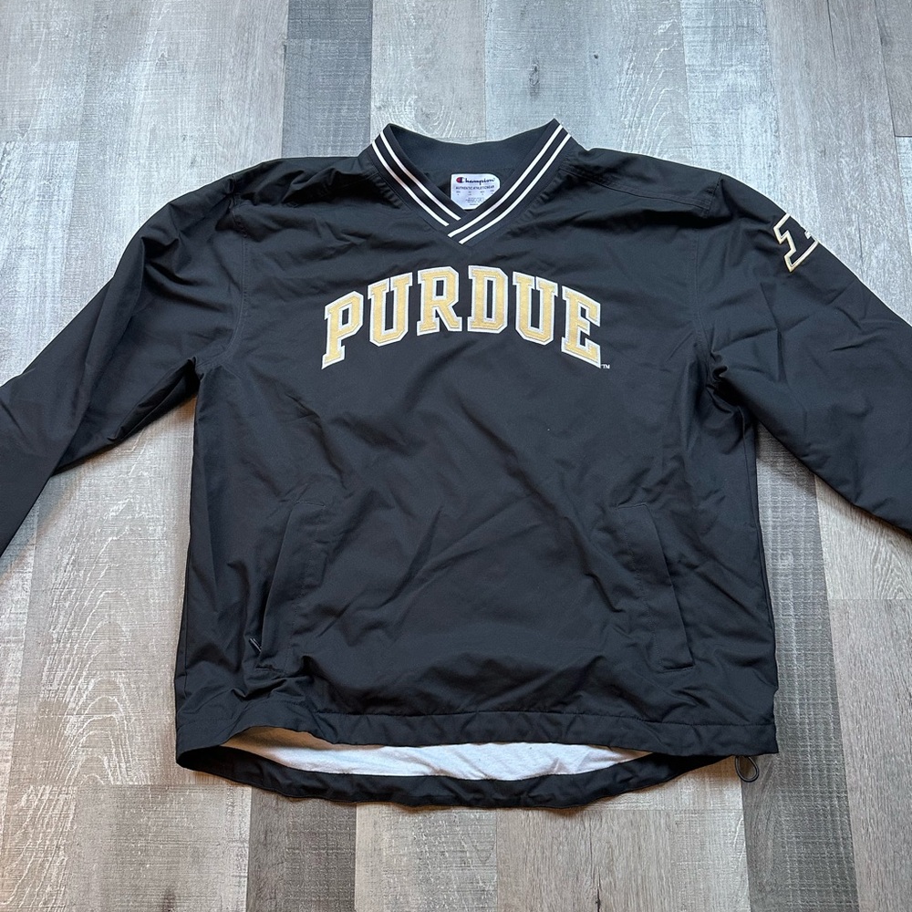 Purdue University Champion Black Pullover with Gold Lettering